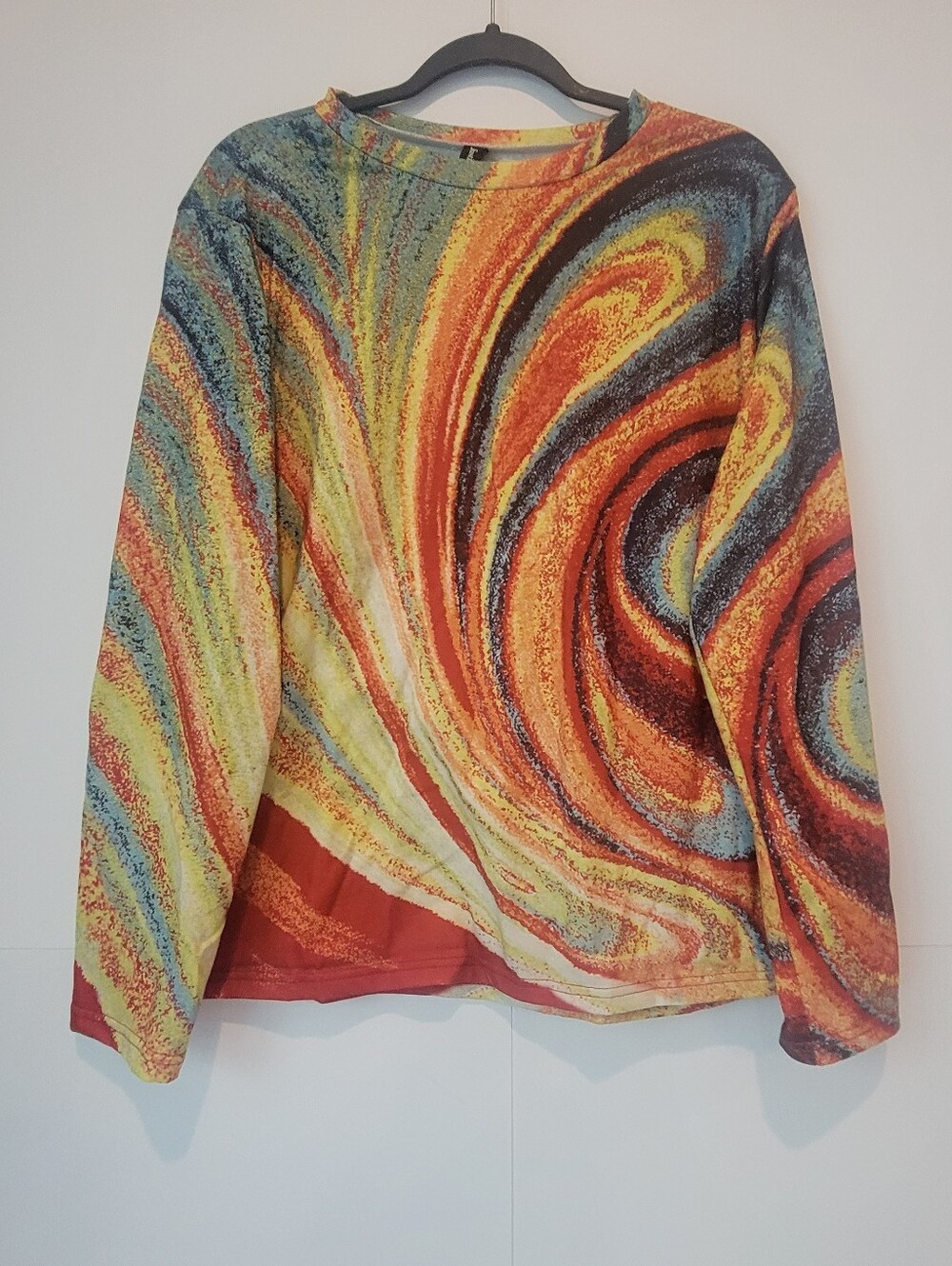Just Fashion Now Multicolor Abstract Swirl Long Sleeve Top L